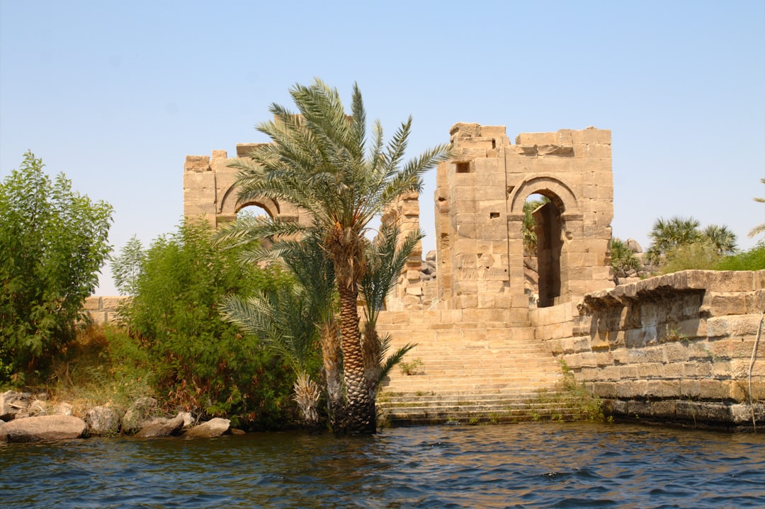 Ancient quarry cuts at Gebel Silsila, where the Nile narrows to its tightest channel in Egypt.