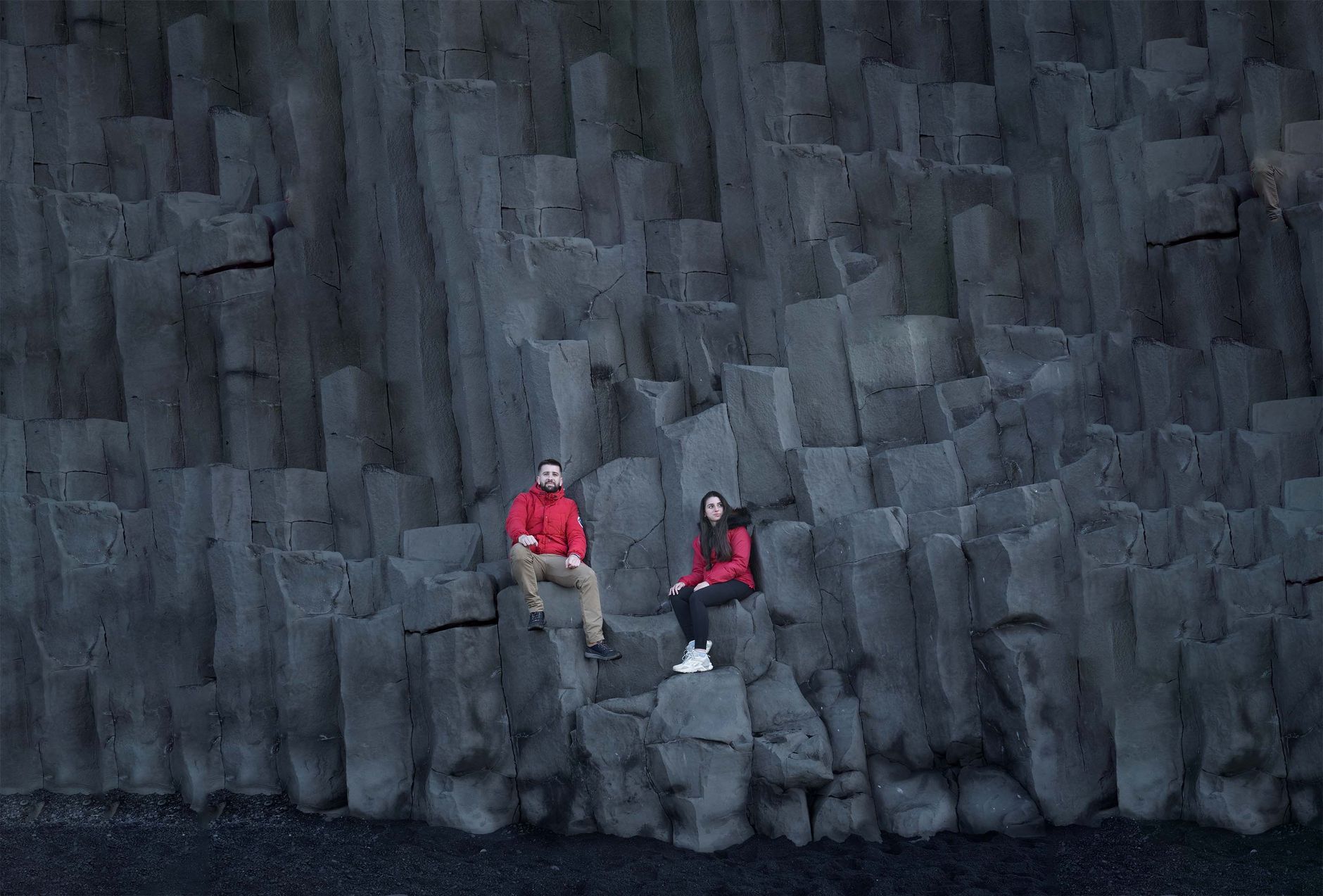 Basalt sea stacks at Reynisfjara, near Vík í Mýrdal on the south coast.