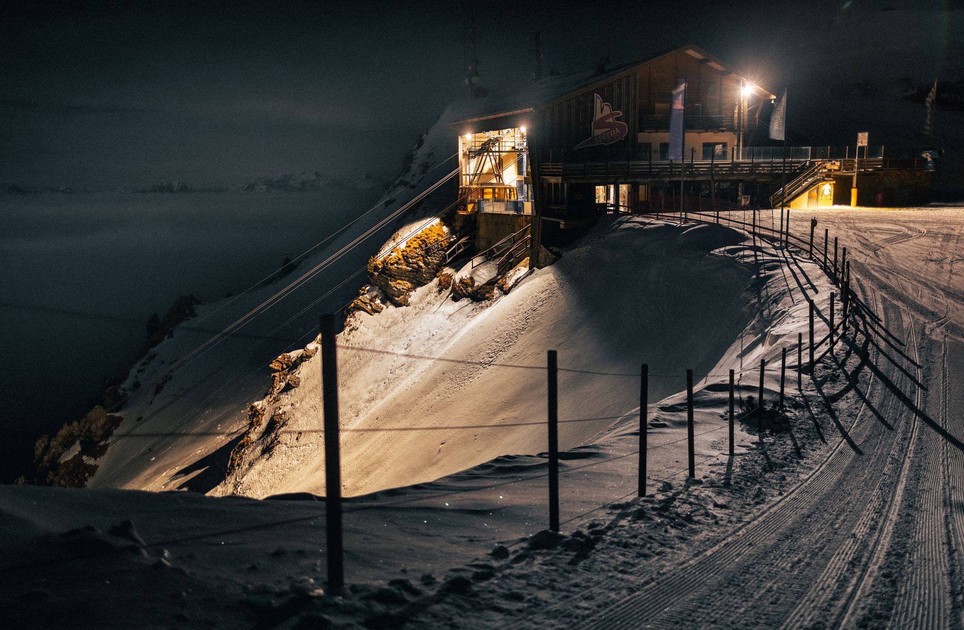 Cable car station at the base of Seceda near Ortisei in Val Gardena