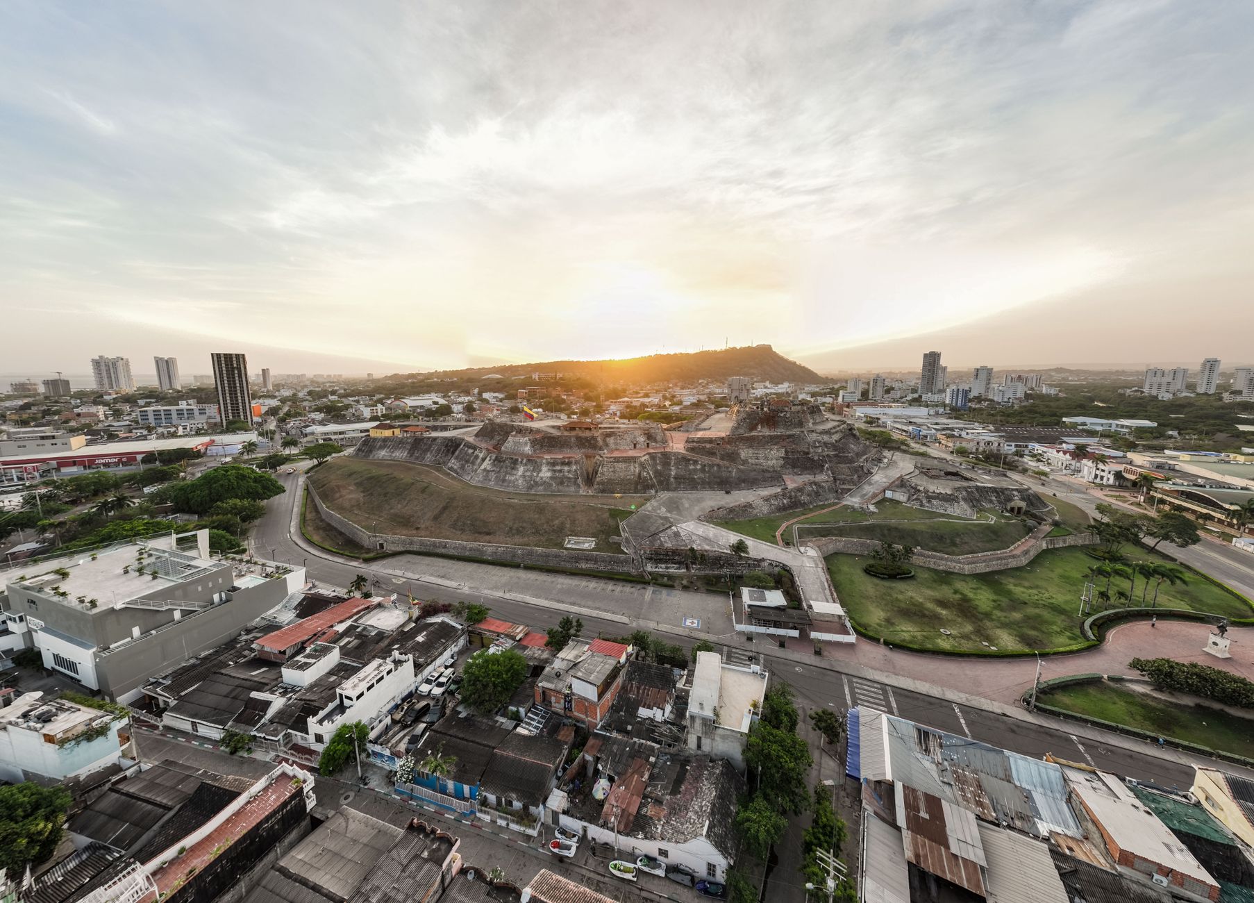 Castillo San Felipe de Barajas, the largest Spanish fortification in the Americas, overlooks Cartagena from a hill east of the Walled City.