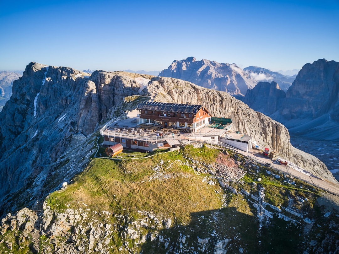 Entrance to First World War tunnels near Rifugio Lagazuoi in the Dolomites