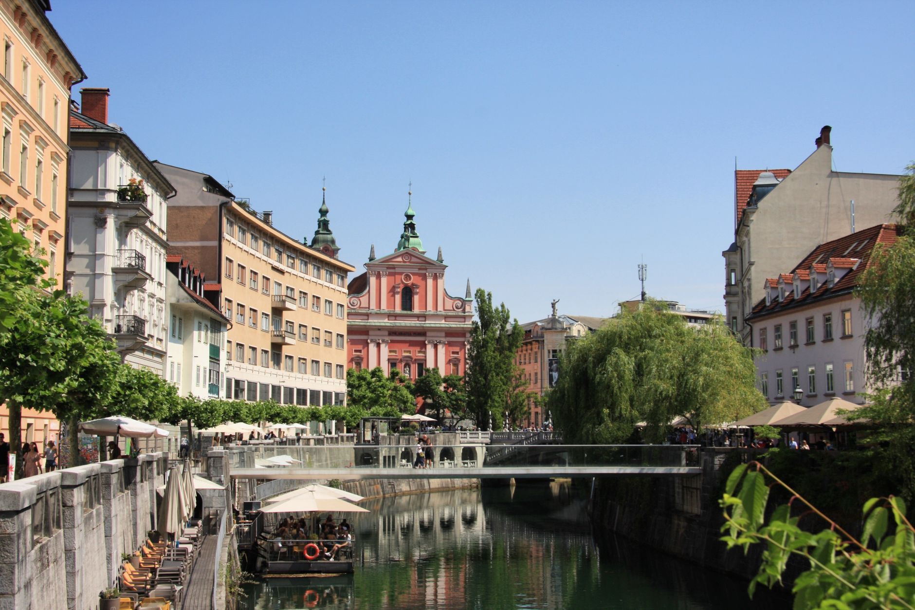 Jože Plečnik's riverside colonnade shelters part of the Central Market's daily stalls.