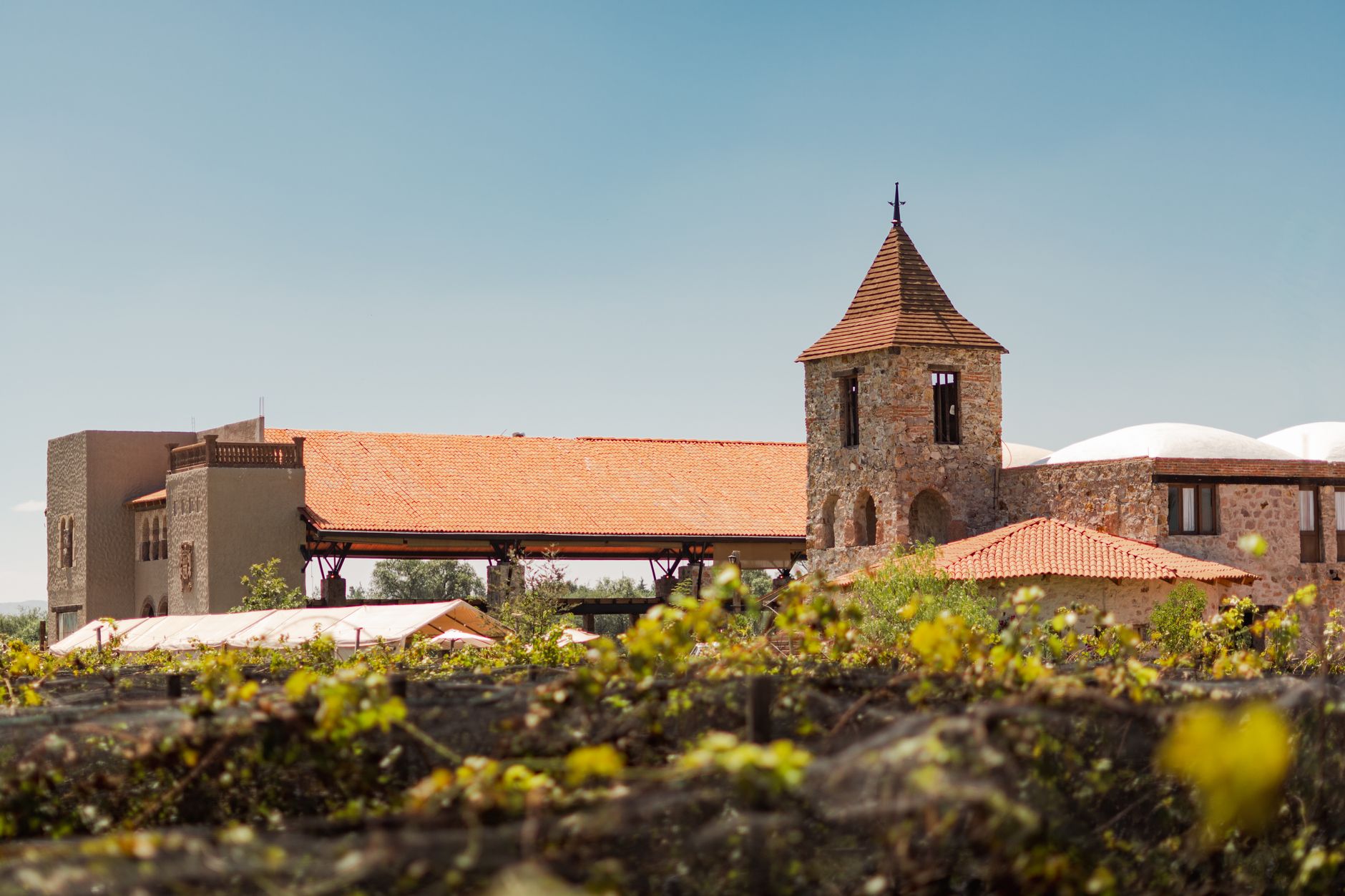 Peju Province Winery's tower and formal gardens along Highway 29 in Rutherford.