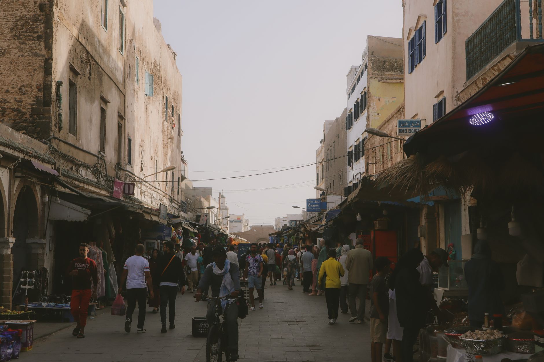 Place Moulay Hassan, the medina's social hub, ringed by cafes that fill by mid-morning.