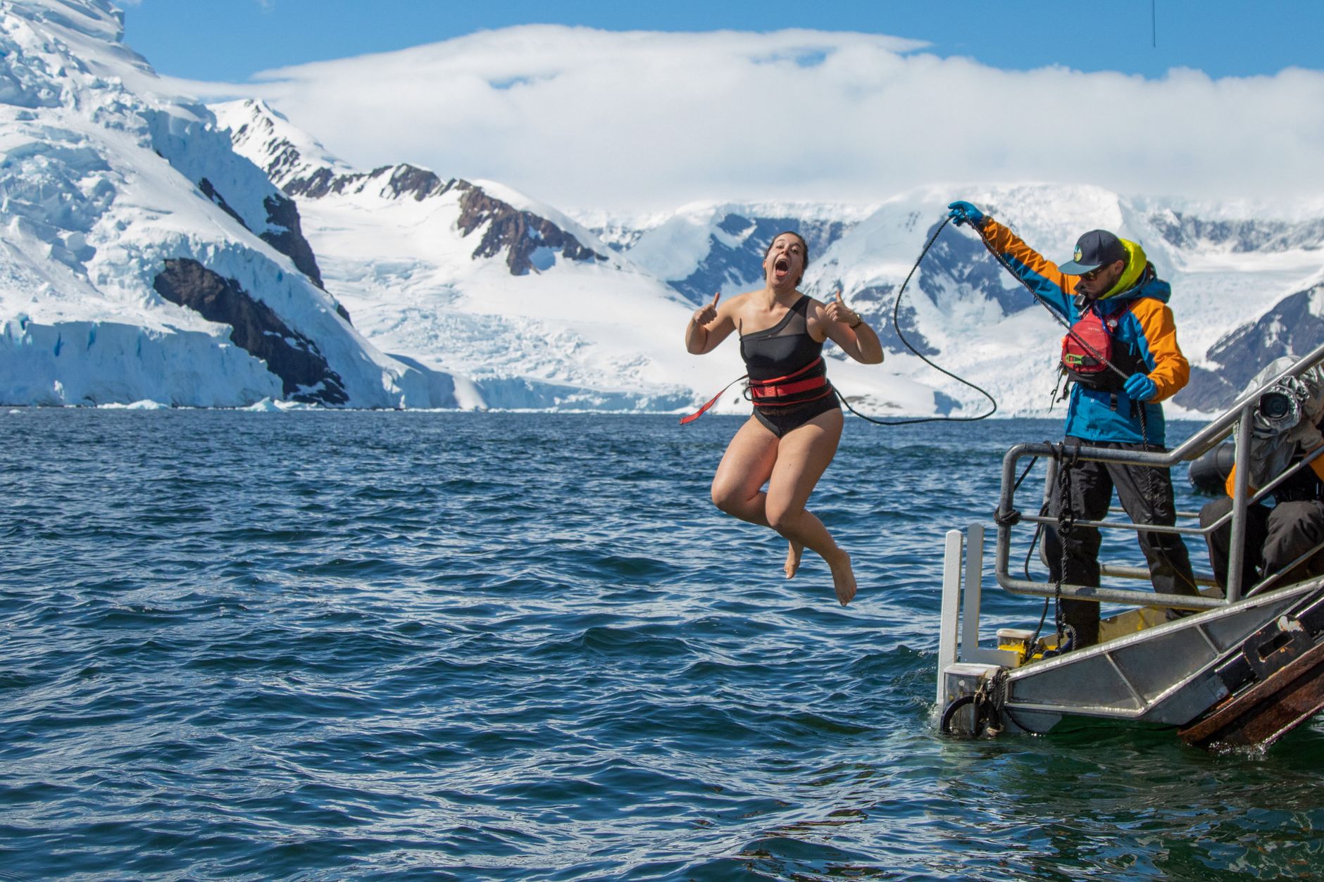 The Polar Plunge Off Almirante Brown's Rocky Beach