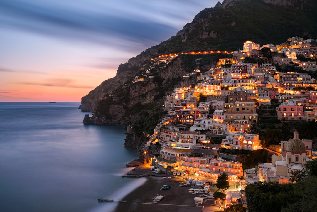 Positano cliffside town on the Amalfi Coast in winter light