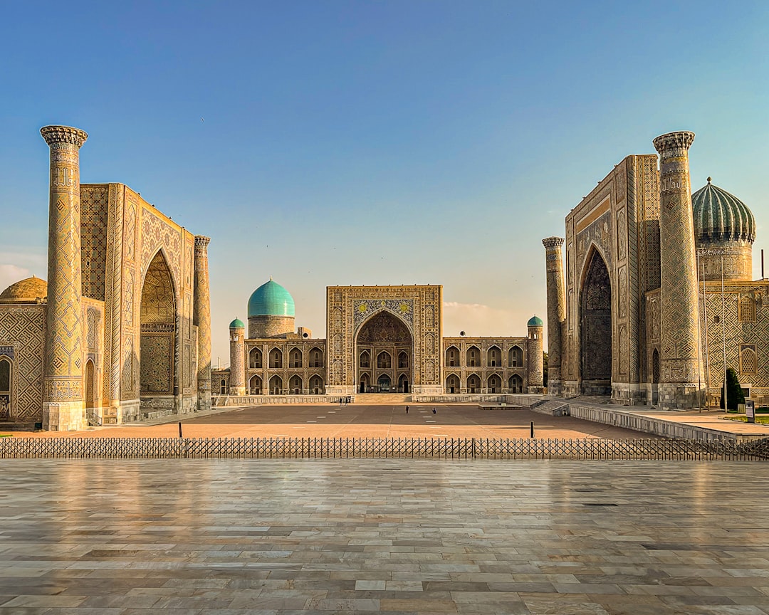 Registan Square in Samarkand with its ornate tiled madrasas