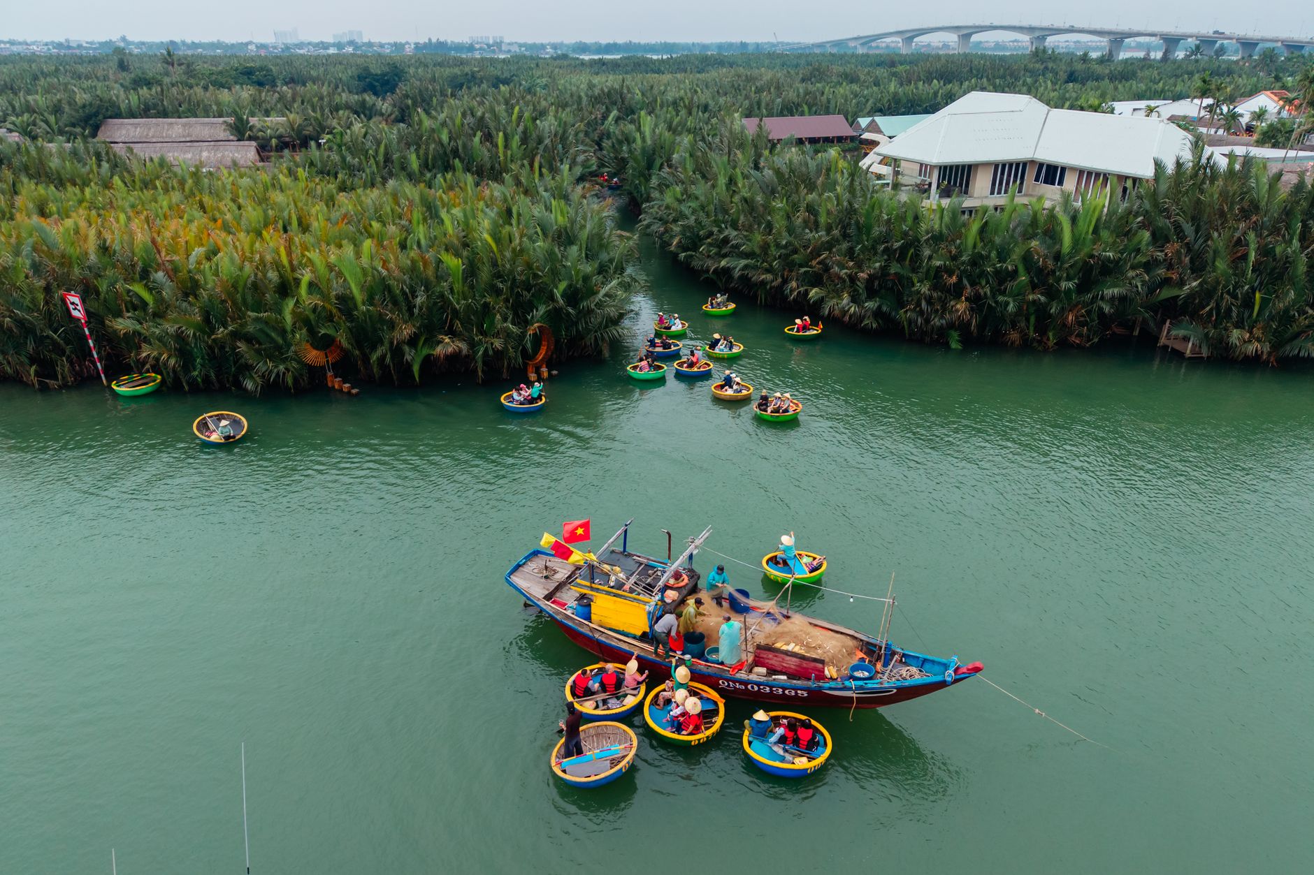 Spinning through the water coconut forest at Cam Thanh.