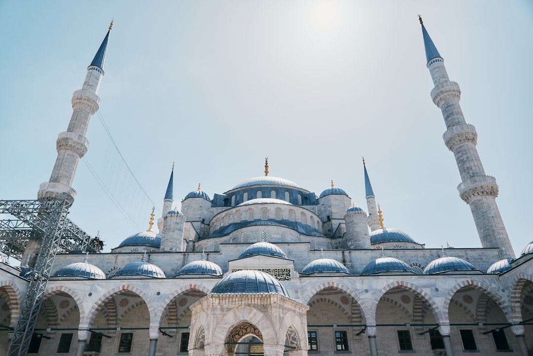 The Blue Mosque's courtyard, nearly empty on a January afternoon.