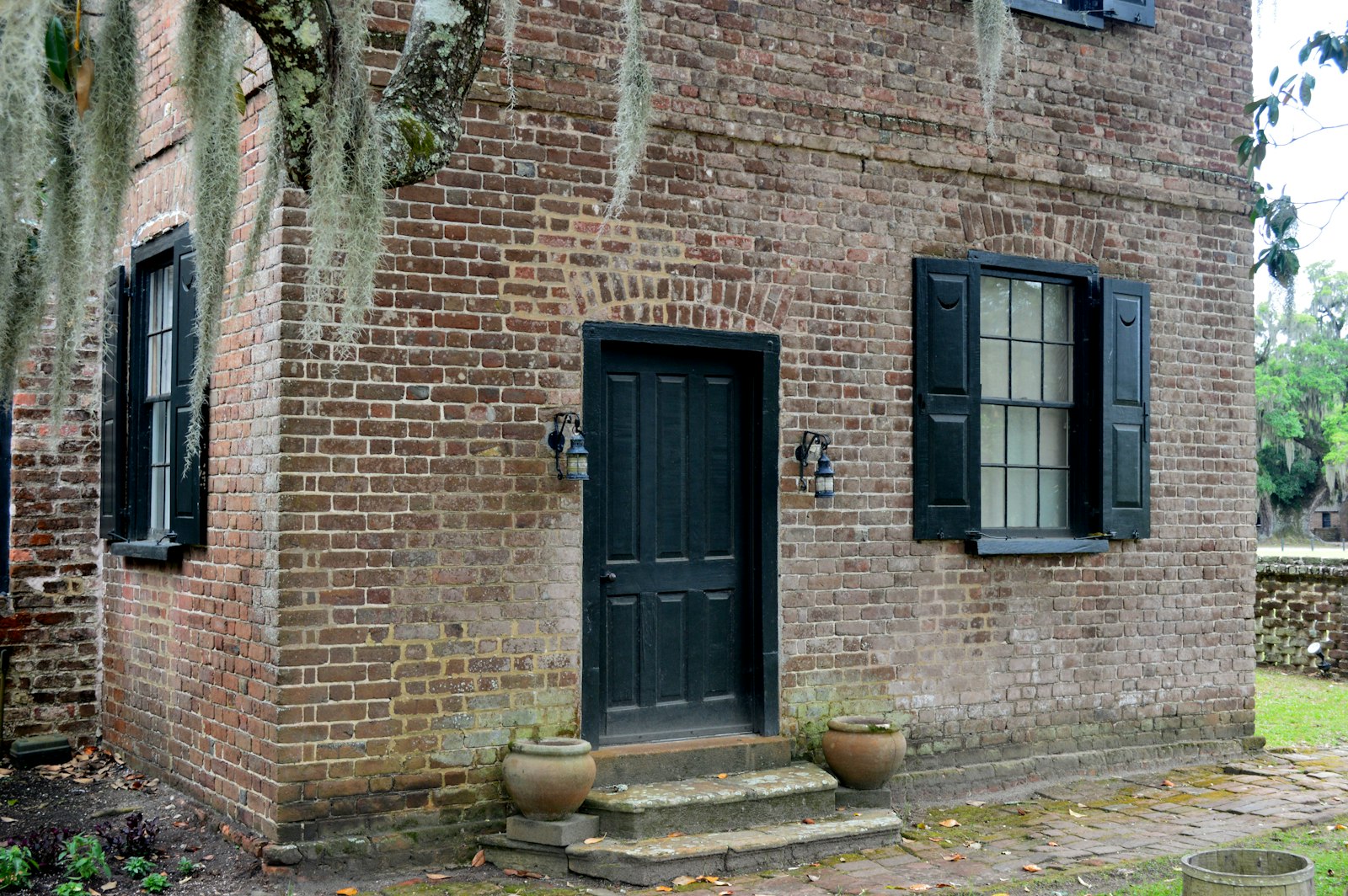 The brick foundations of the original house, burned in 1865.