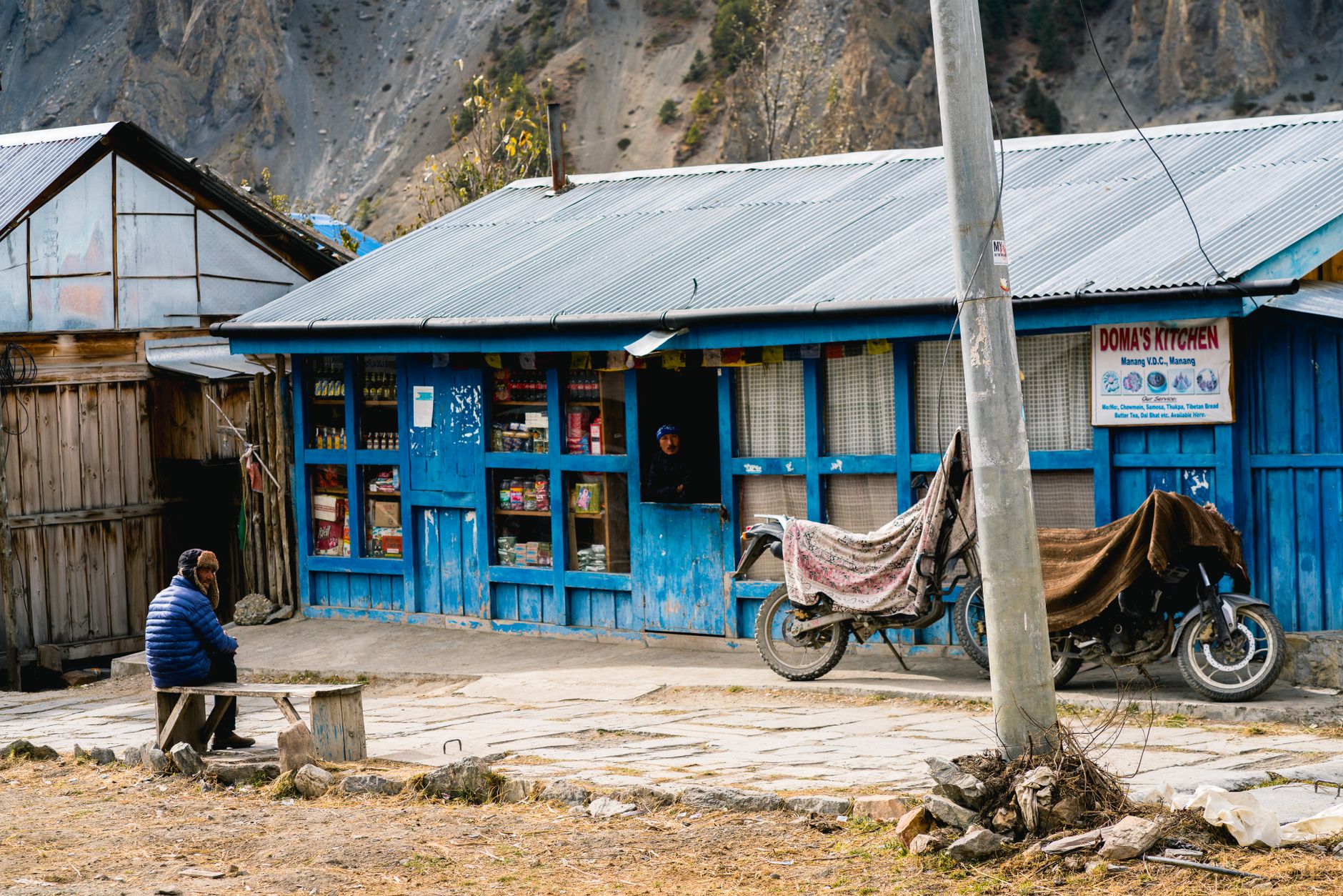 The Manang bakery, doing steady trade in apple pie through the off-season.