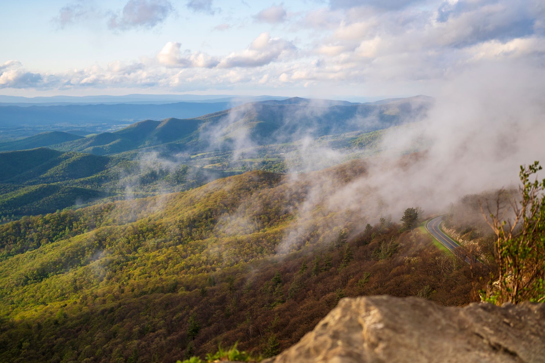 The open balds at Craggy Gardens, mile 364.6, with Asheville's basin visible below.