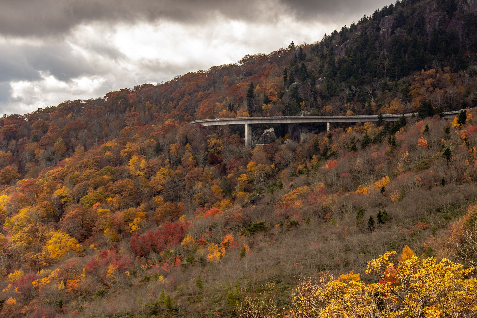 The Parkway's southern end at Oconaluftee Visitor Center, mile 469, on the edge of Great Smoky Mountains National Park.
