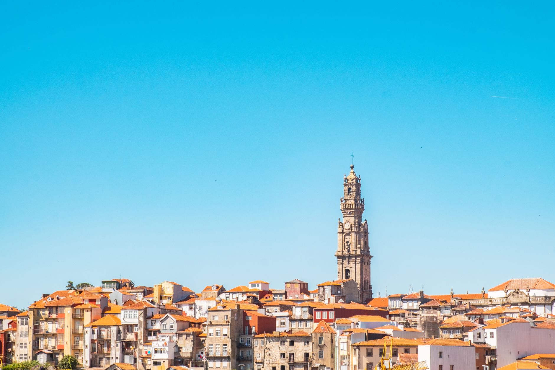 The view from the top of the Torre dos Clérigos, overlooking Porto's terracotta roofs toward the Douro.
