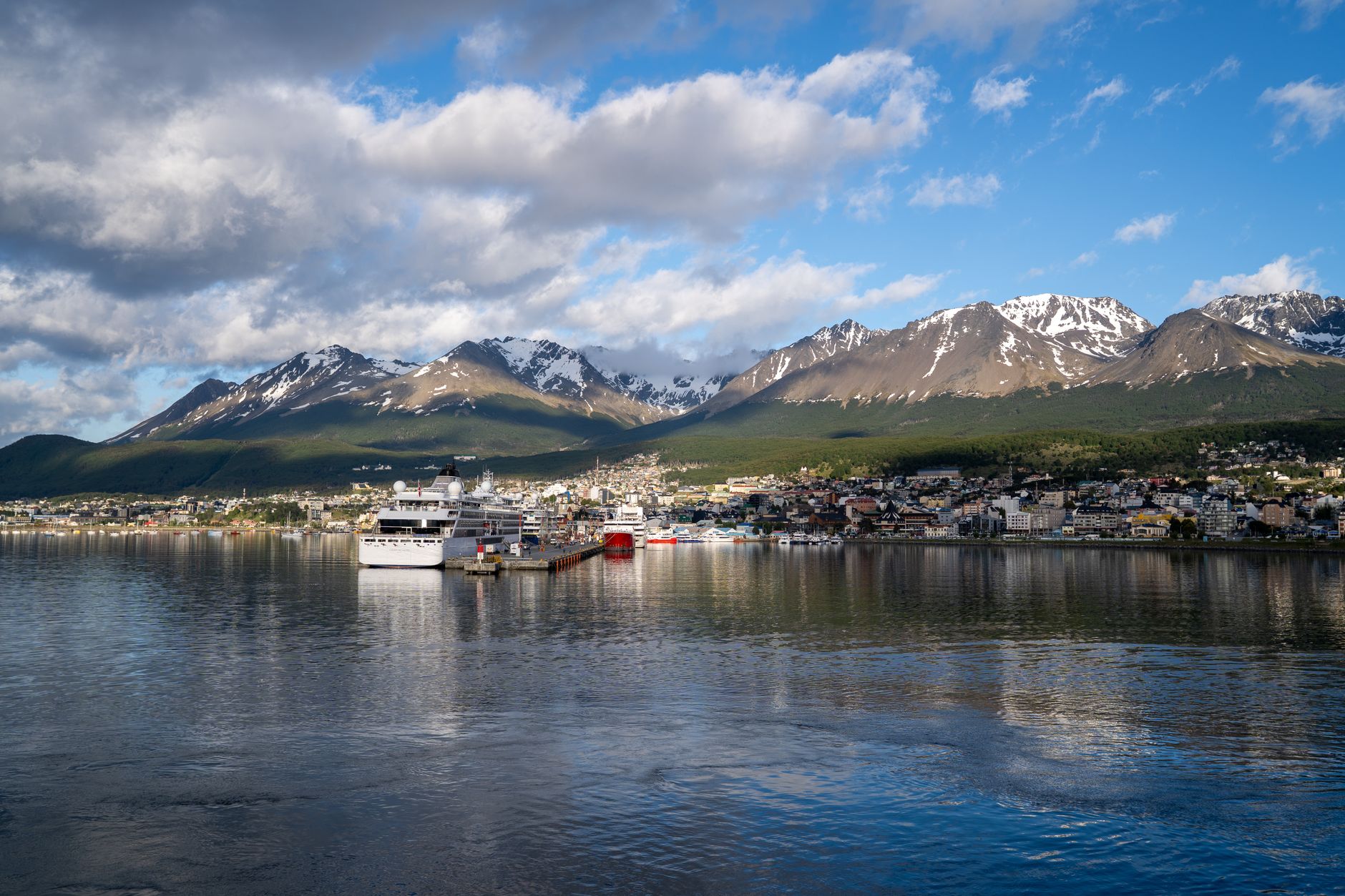 Ushuaia and the Beagle Channel, the crossing's final port before disembarkation in Tierra del Fuego.